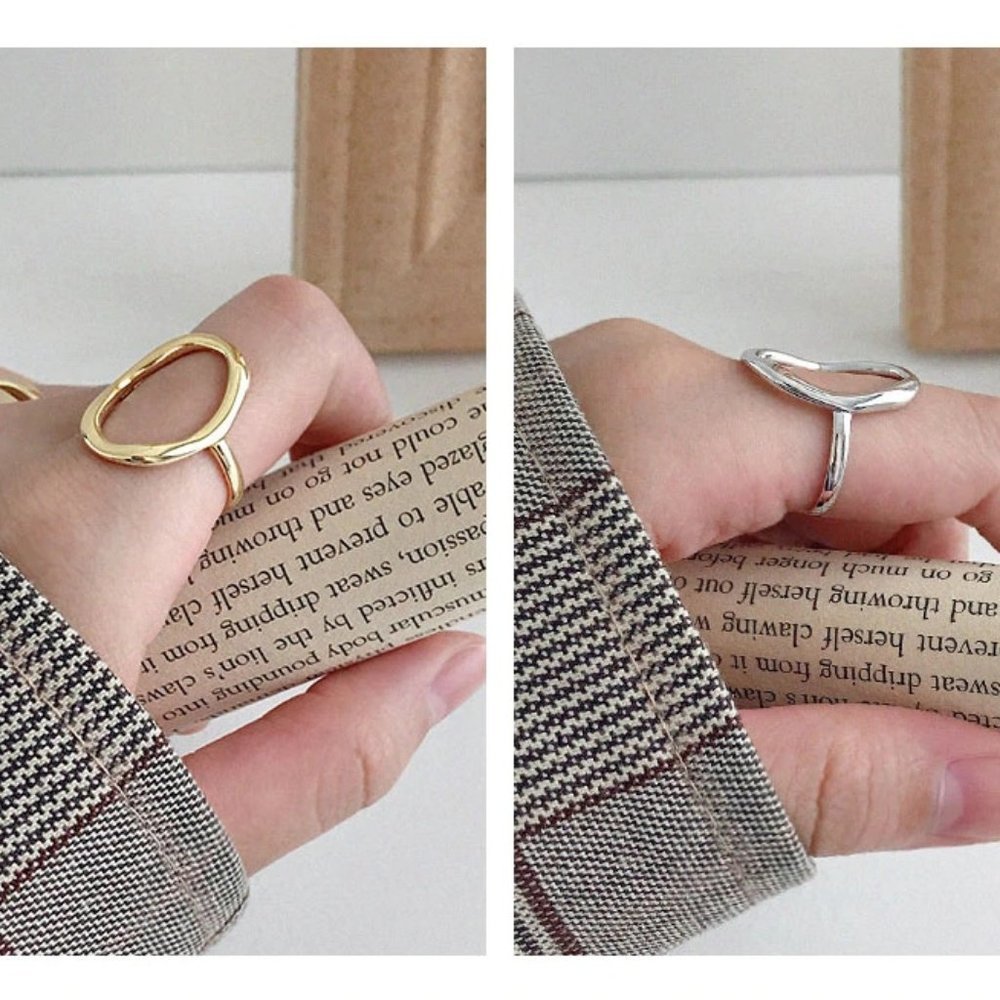 NEW Gold/Sterling Silver Circle Adjustable Ring - Picture 2 of 7